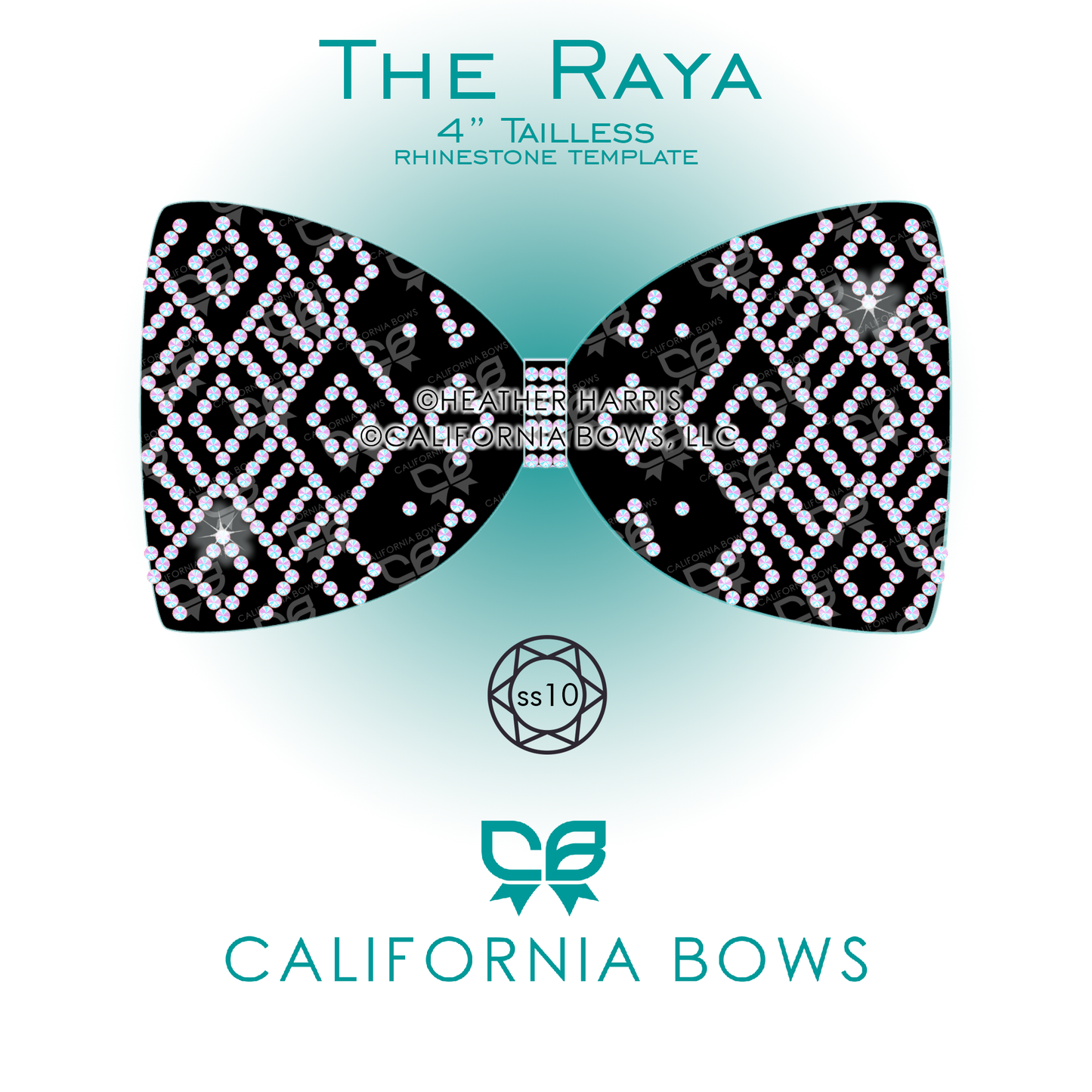 Raya 4" Tailless Bow Rhinestone Template Download