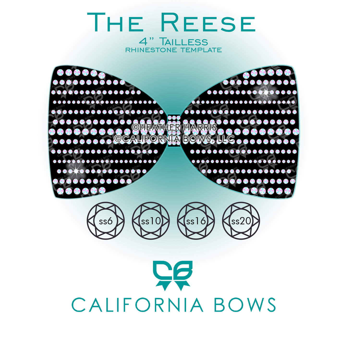 Reese 4" Tailless Bow Rhinestone Template Download