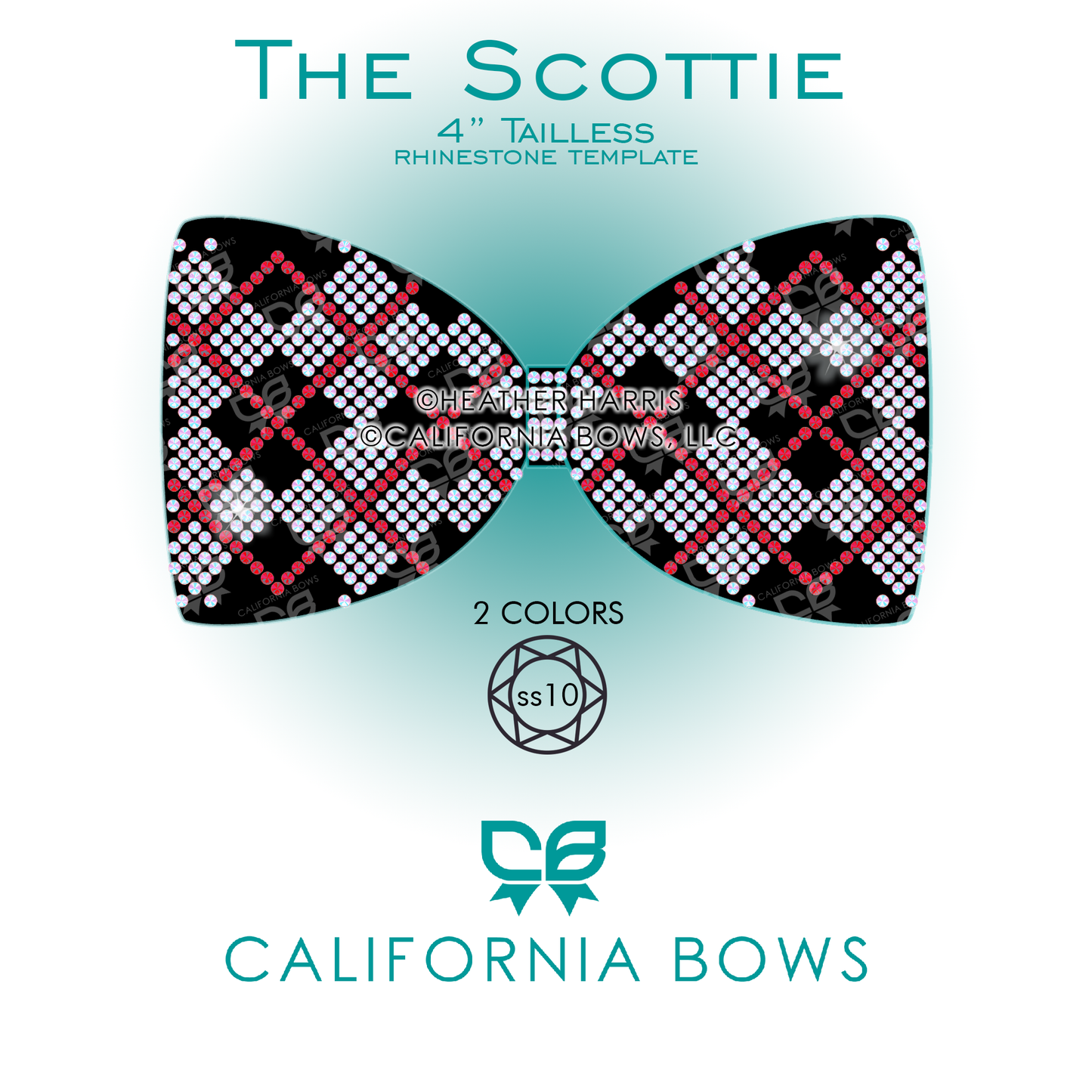 Scottie 4" Tailless Bow Rhinestone Template Download