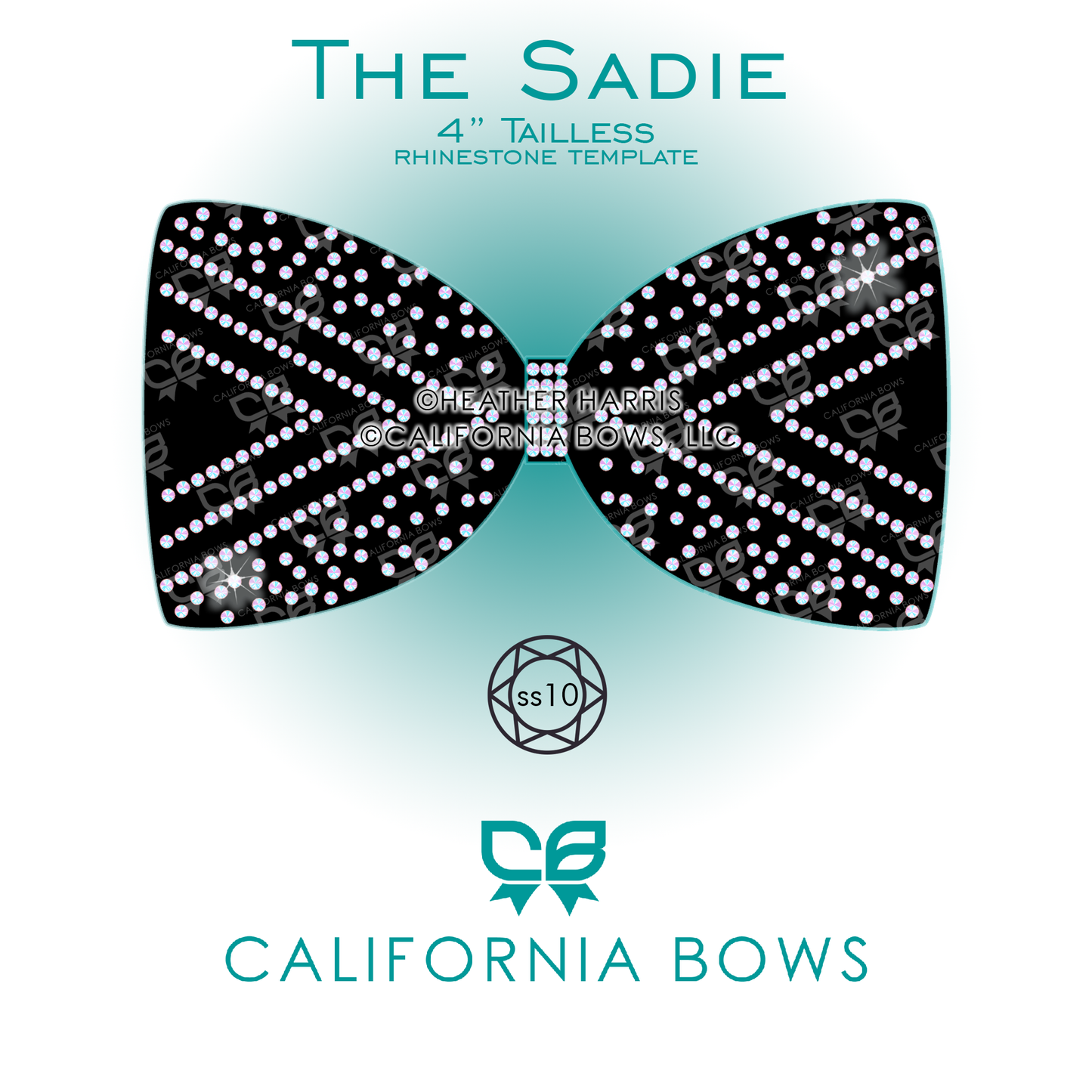 Sadie 4" Tailless Bow Rhinestone Template Download