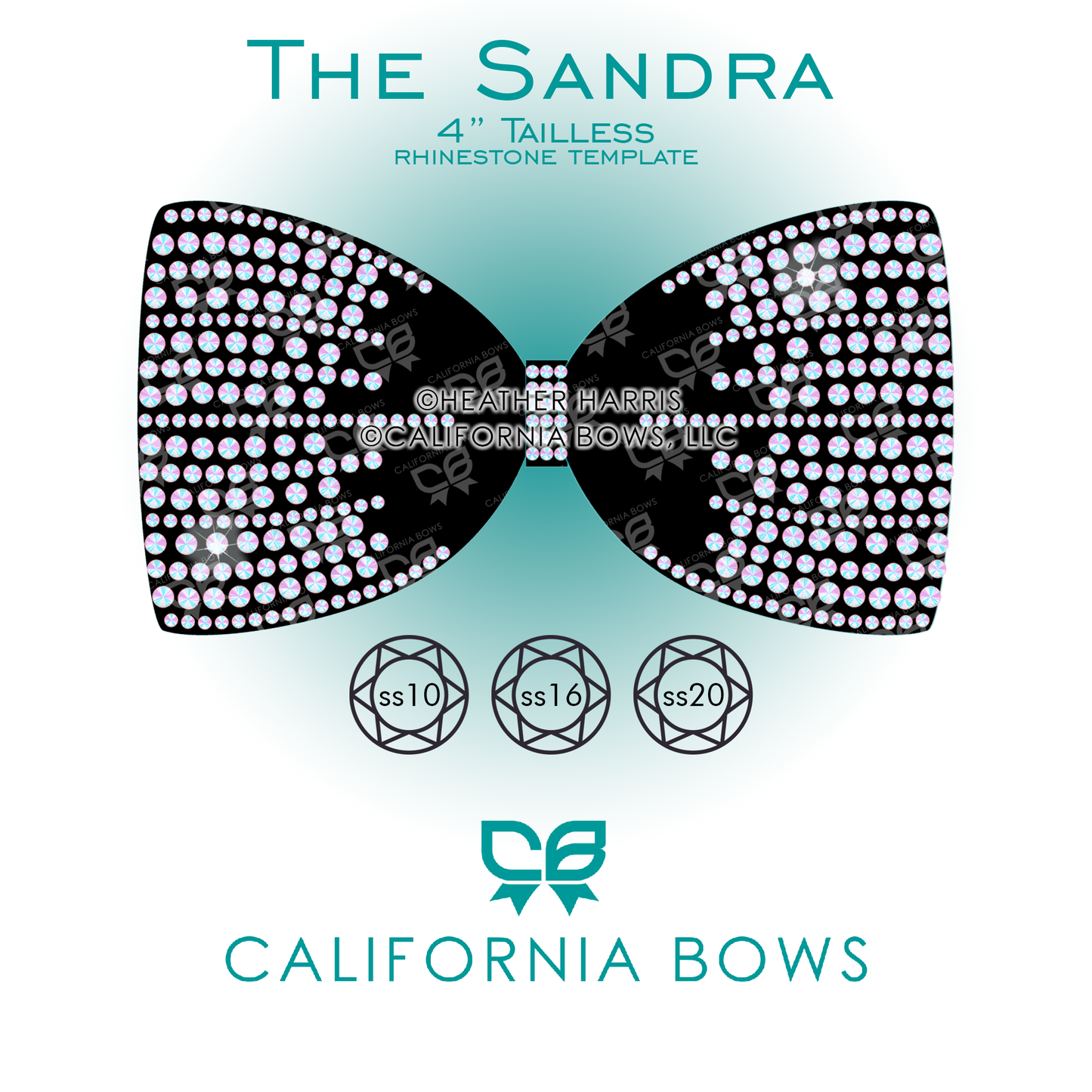 Sandra 4" Tailless Bow Rhinestone Template Download