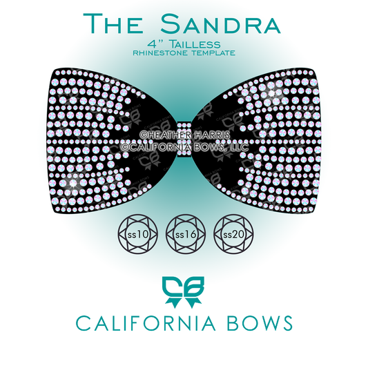 Sandra 4" Tailless Bow Rhinestone Template Download