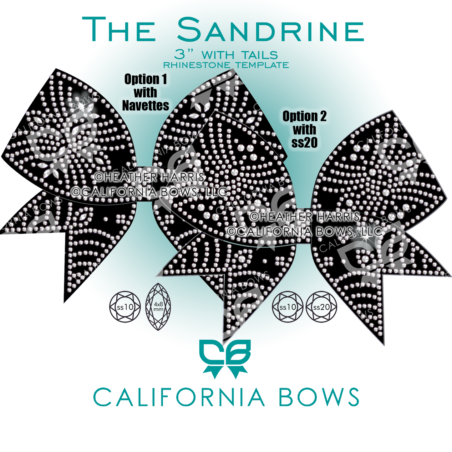 Sandrine 3" Bow Rhinestone Template Download