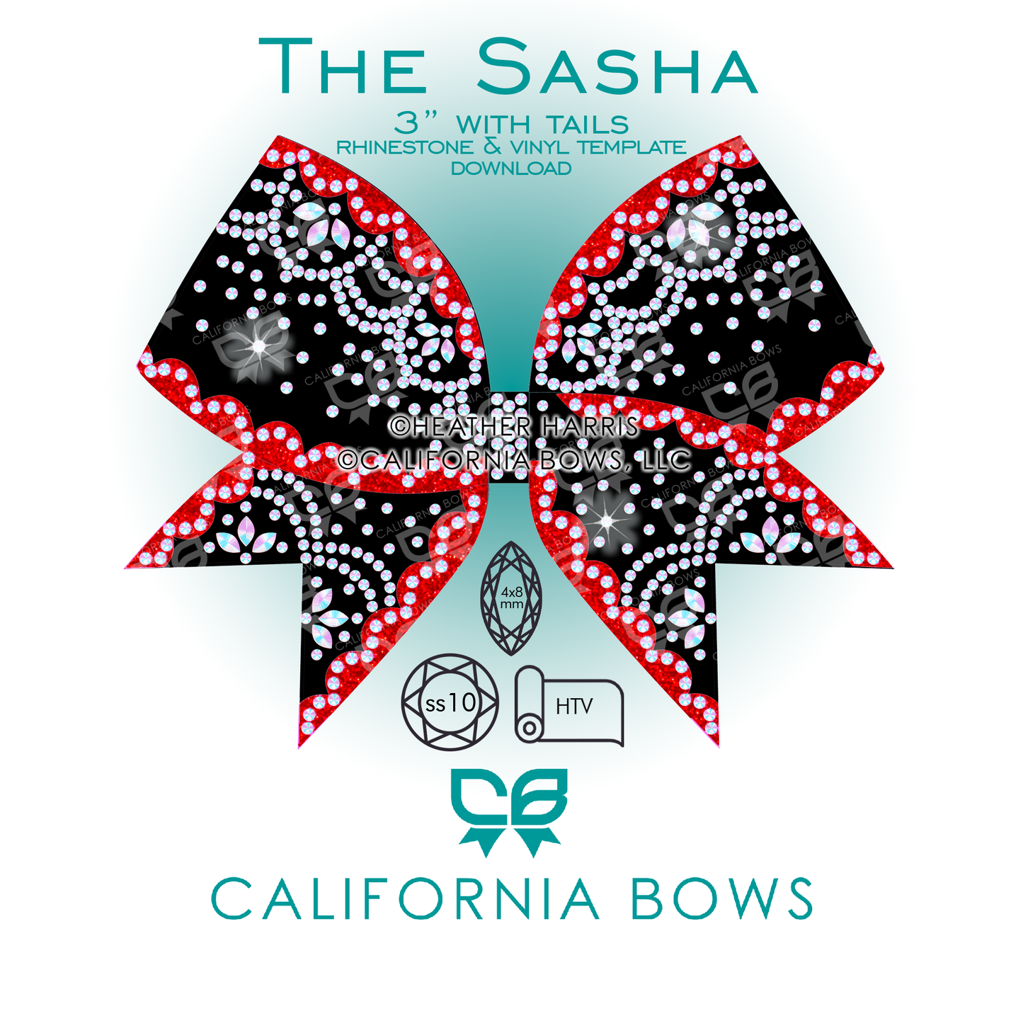 Sasha 3" Bow Rhinestone Vinyl Template Download