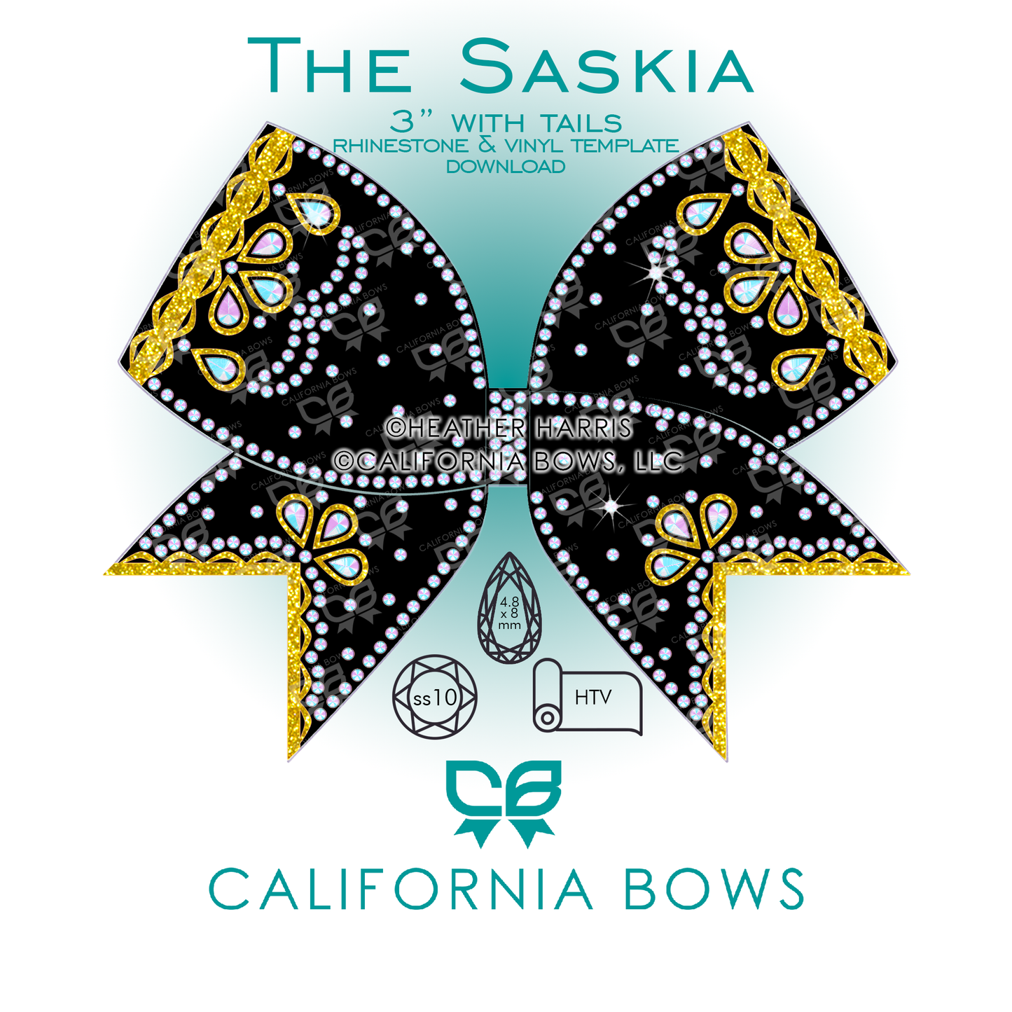 Saskia 3" Bow Rhinestone Vinyl Template Download