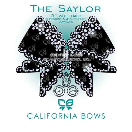 Saylor 3" Bow Rhinestone Vinyl Template Download