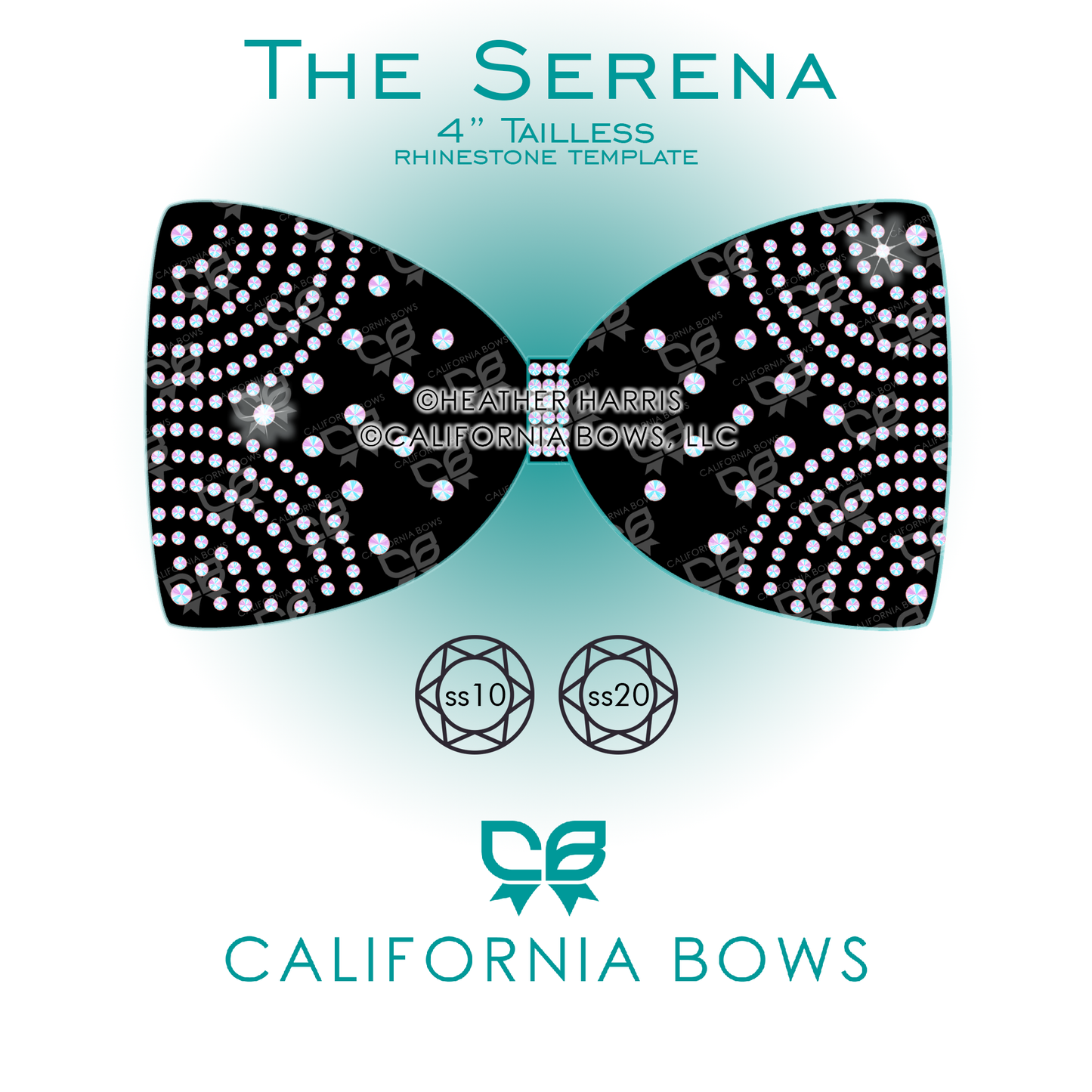 Serena 4" Tailless Bow Rhinestone Template Download