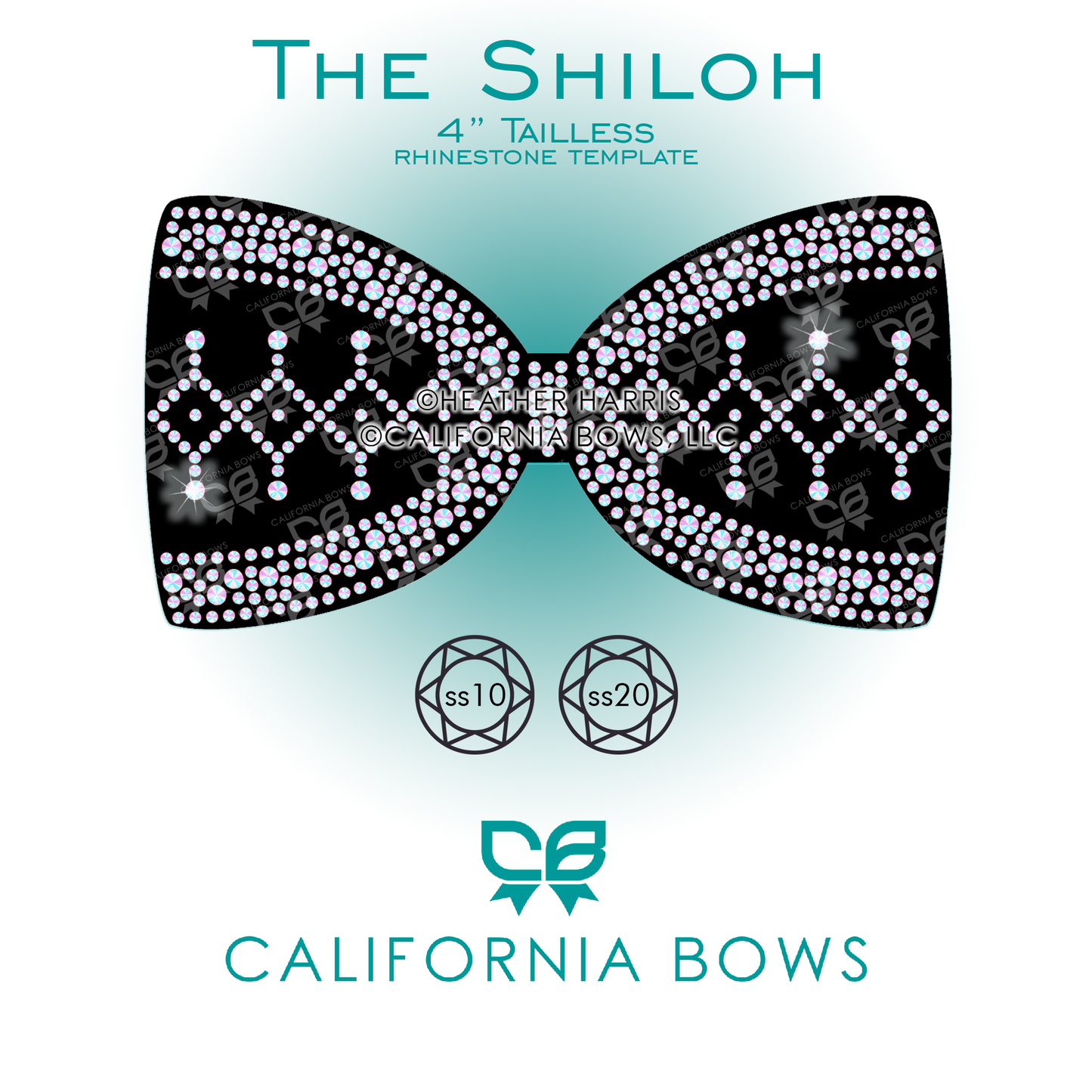 Shiloh 4" Tailless Bow Rhinestone Template Download