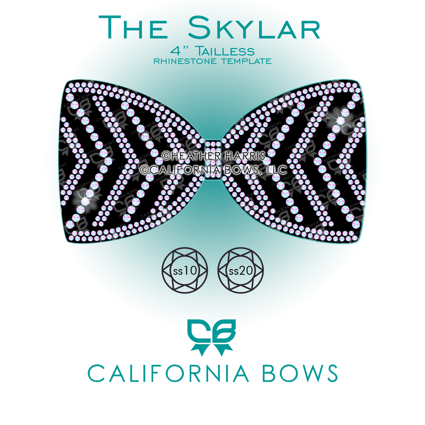 Skylar 4" Tailless Bow Rhinestone Template Download