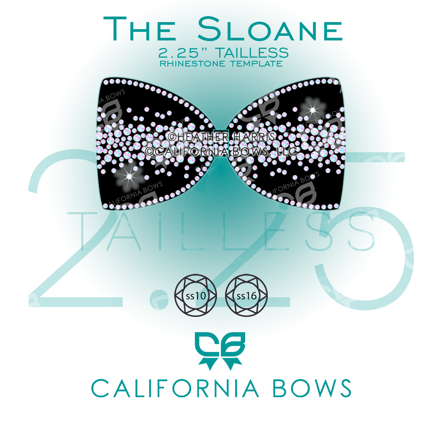 Sloane 2.25" Tailless Bow Rhinestone Template Download