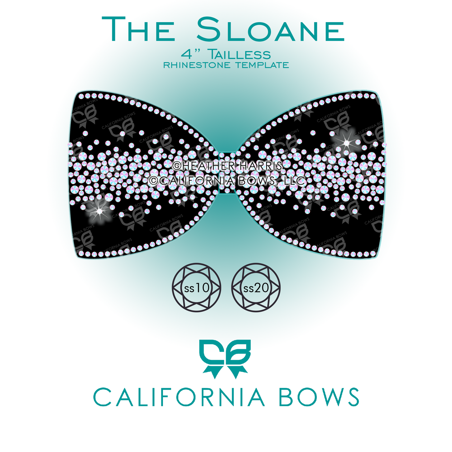 Sloane 4" Tailless Bow Rhinestone Template Download