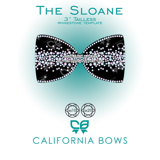 Sloane 3" Tailless Cheer Bow Rhinestone Template