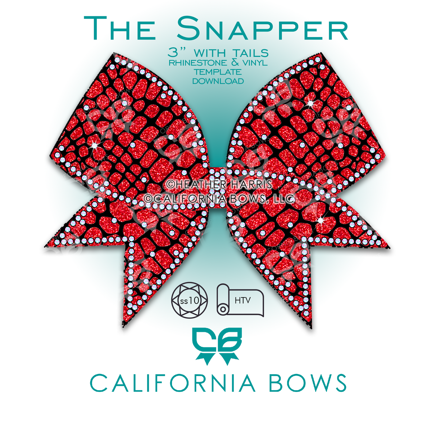 Snapper 3" Bow Rhinestone Vinyl Template Download