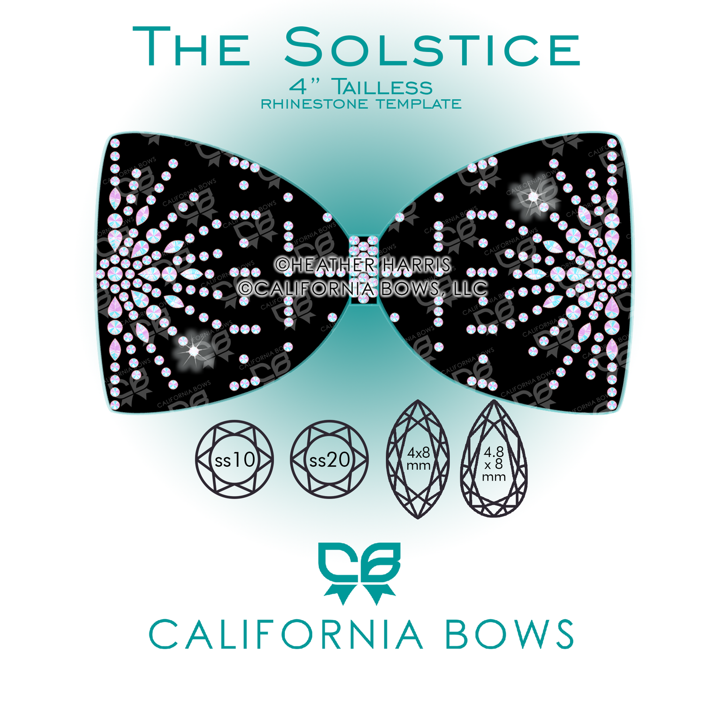 Solstice 4" Tailless Bow Rhinestone Template Download