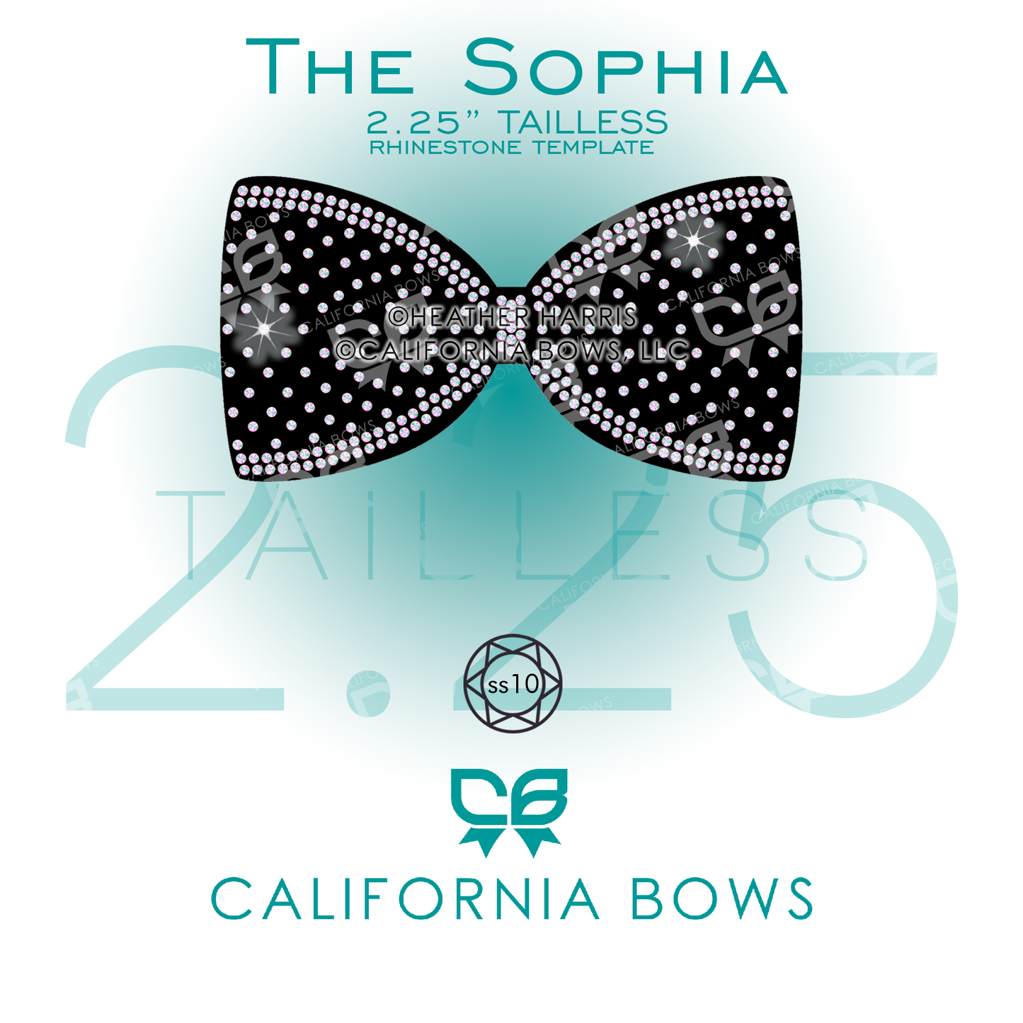 Sophia 2.25" Tailless Bow Rhinestone Template Download