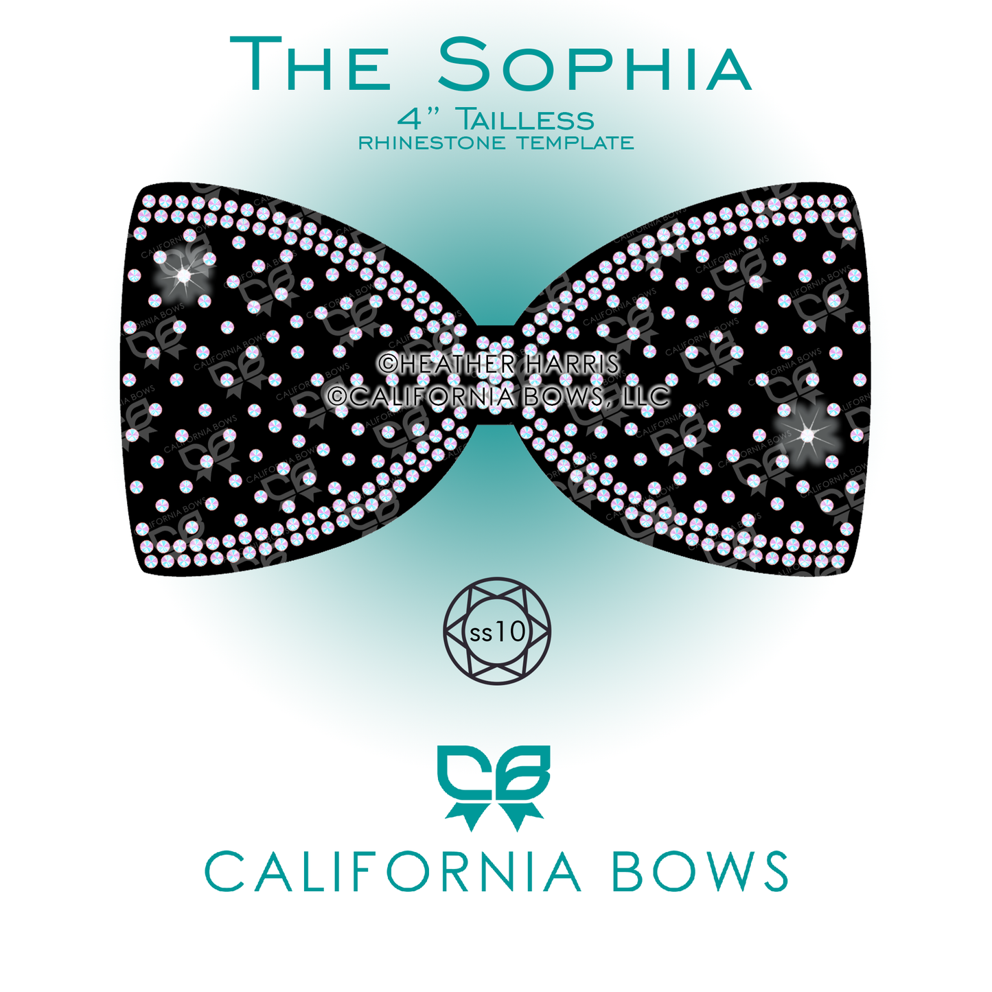 Sophia 4" Tailless Bow Rhinestone Template Download
