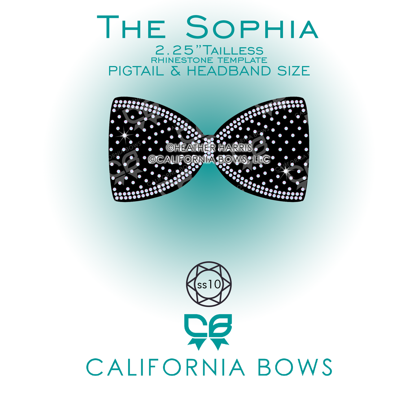 Sophia 2.25" Tailless Bow Rhinestone Template Download