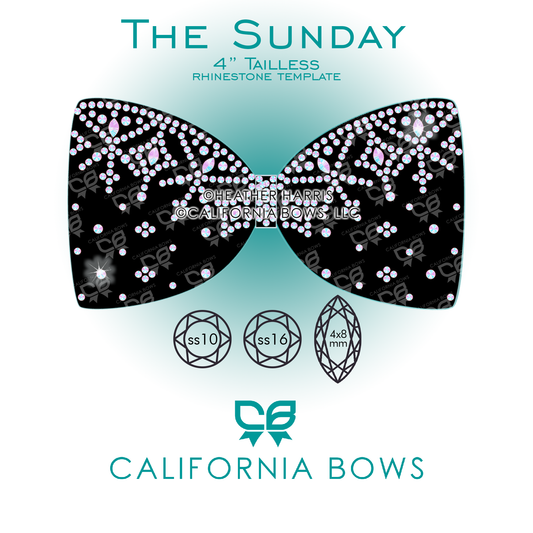 Sunday 4" Tailless Bow Rhinestone Template Download
