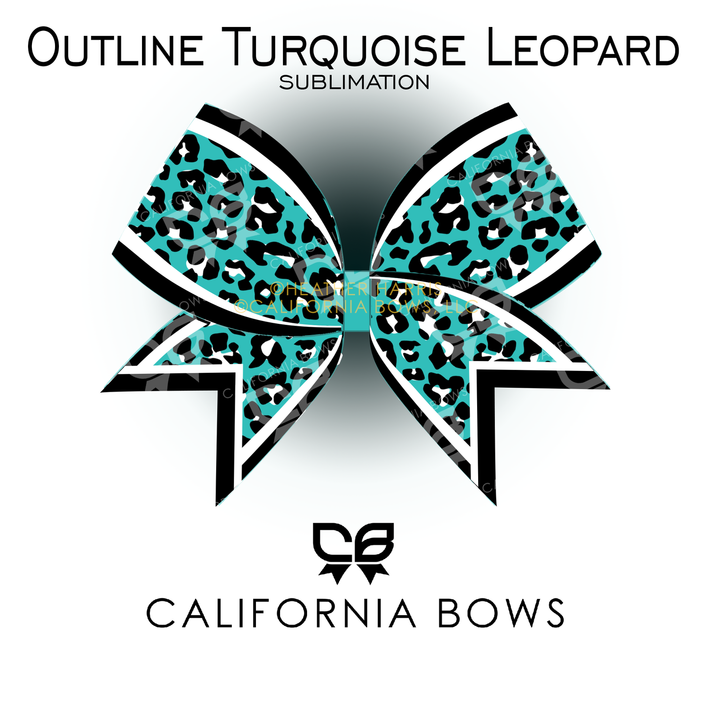 Turquoise Leopard Cheetah Bow Sublimation Download PNG
