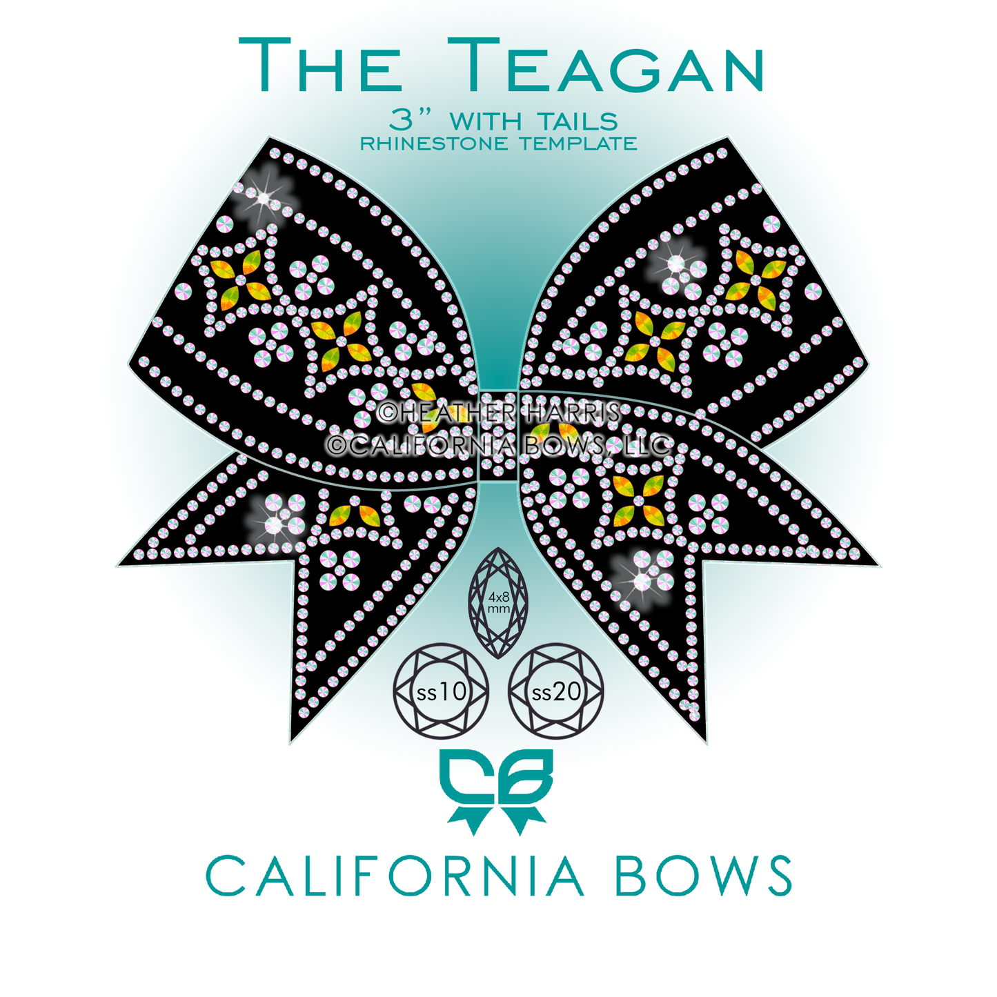Teagan 3" Bow Rhinestone Template Download