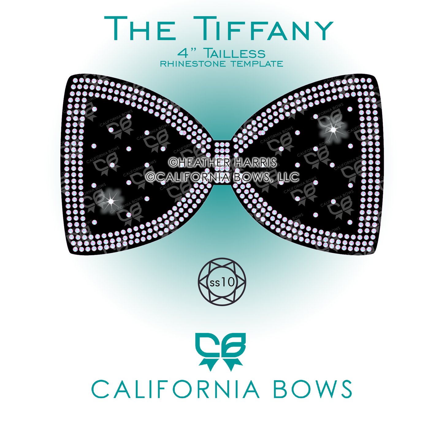 Tiffany 4" Tailless Bow Rhinestone Template Download