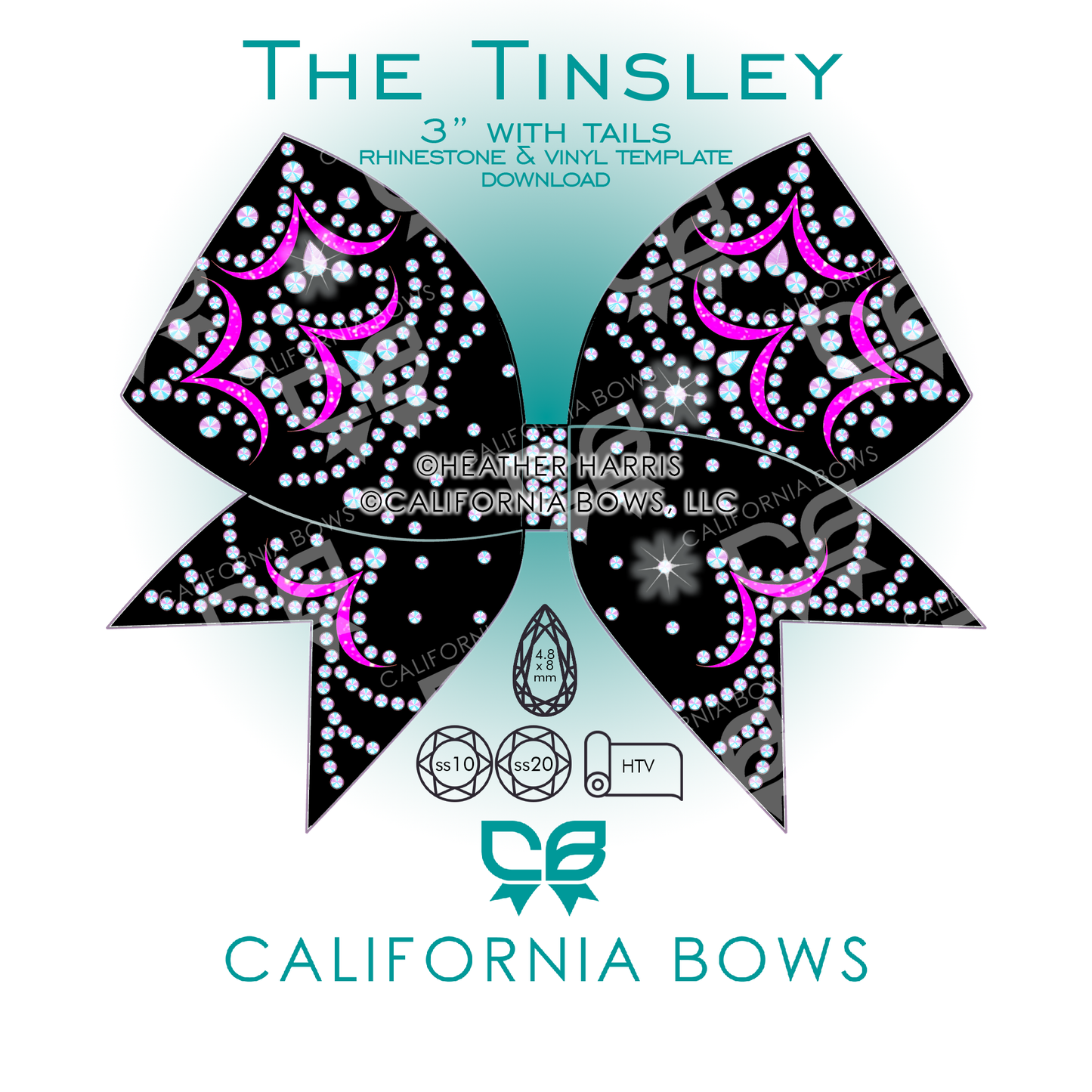 Tinsley 3" Bow Rhinestone Vinyl Template Download