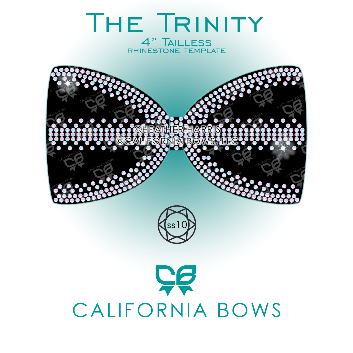 Trinity 4" Tailless Bow Rhinestone Template Download