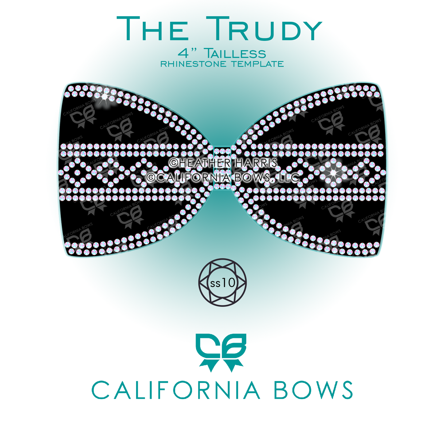 Trudy 4" Tailless Bow Rhinestone Template Download