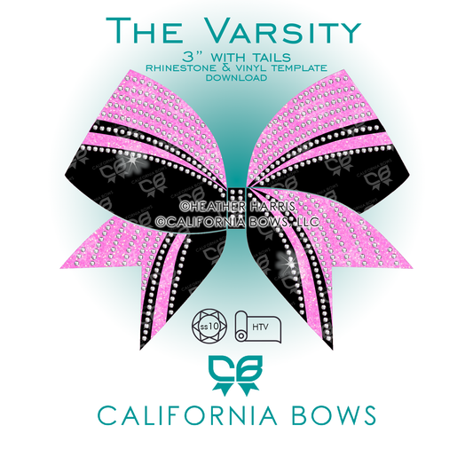 Varsity 3" Bow Rhinestone Vinyl Template Download