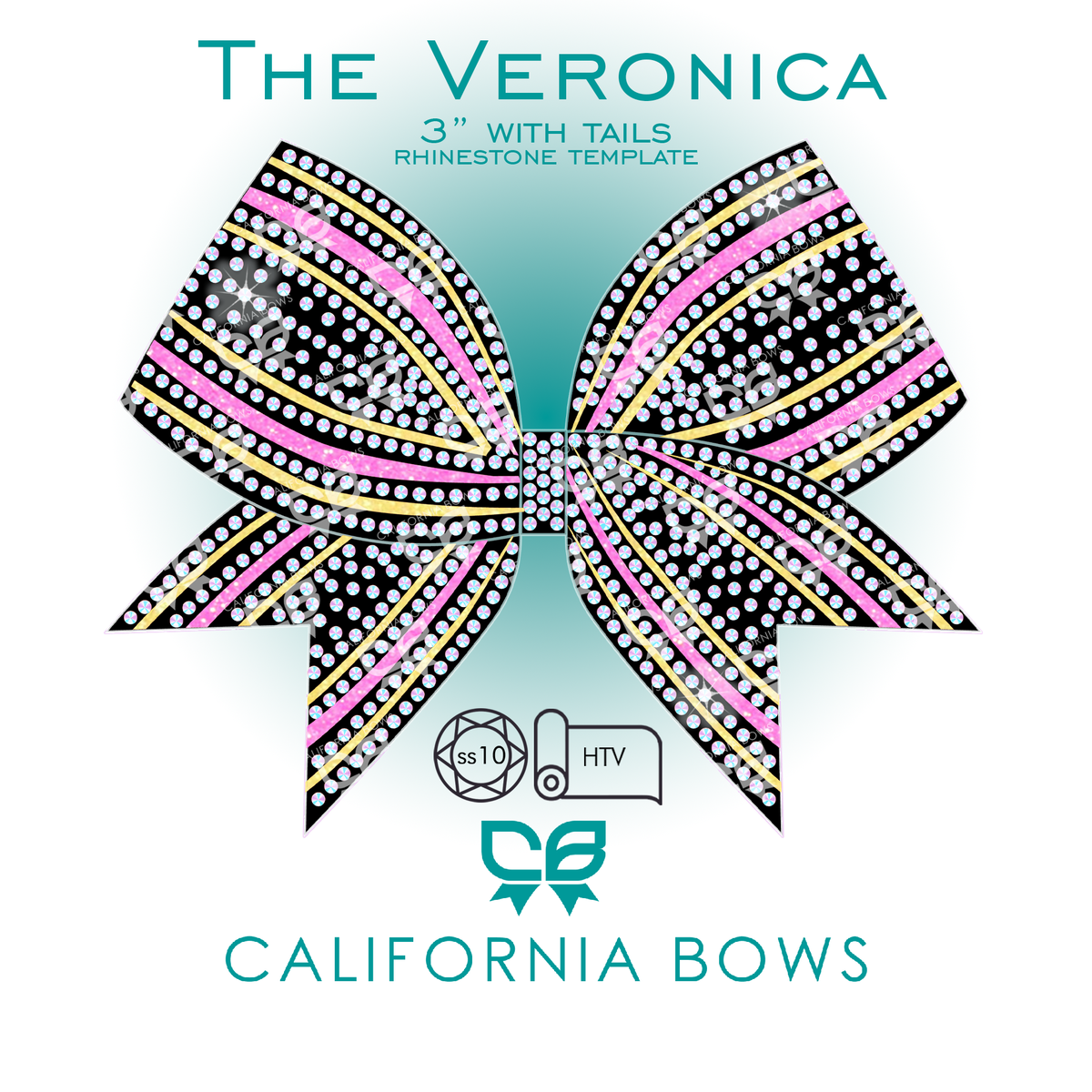 Veronica 3" Bow Rhinestone Template Download
