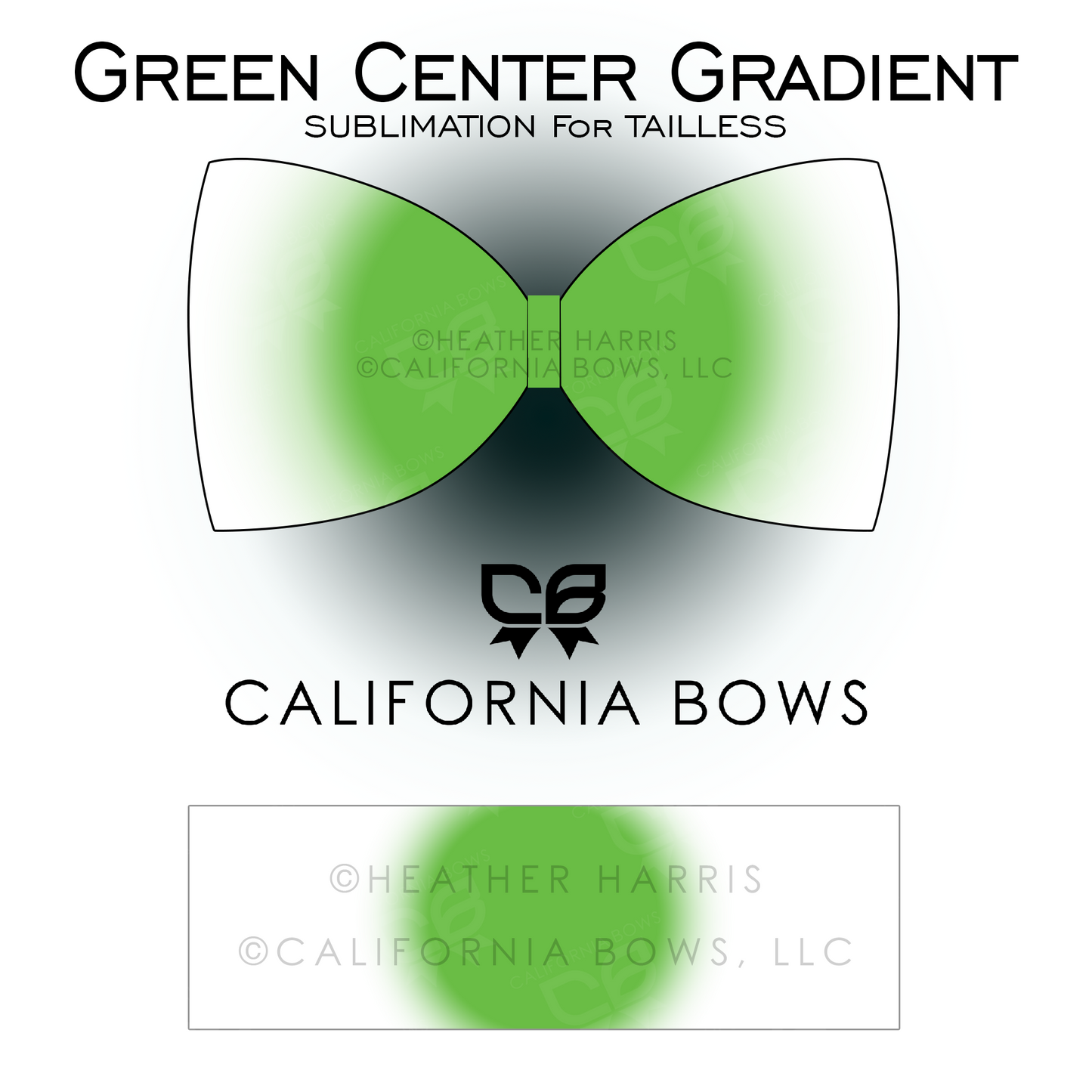 Light Green Gradient TAILLESS Bow Sublimation Download PNG