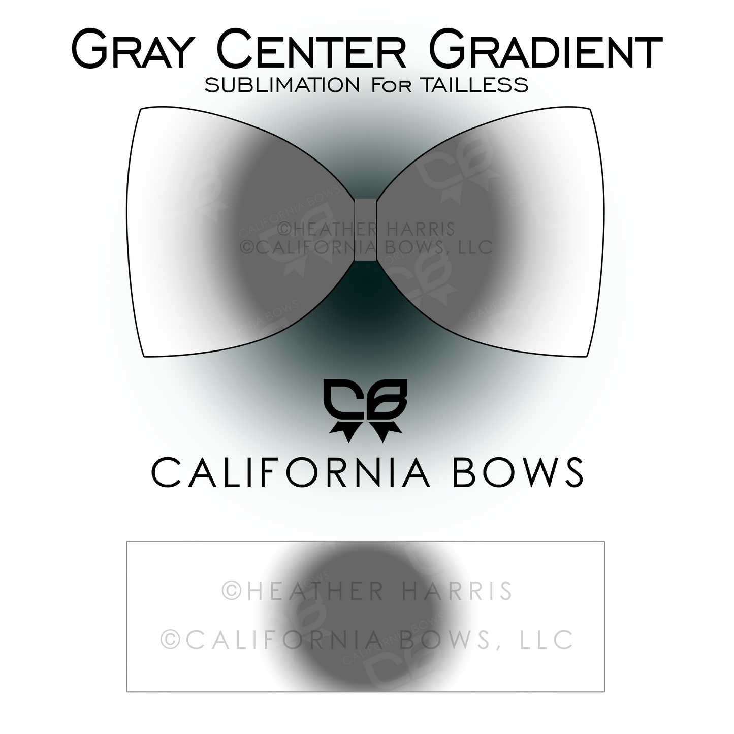 Gray Gradient TAILLESS Bow Sublimation Download PNG