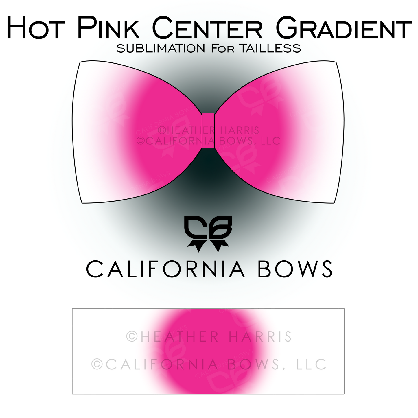 Hot Pink Gradient TAILLESS Bow Sublimation Download PNG