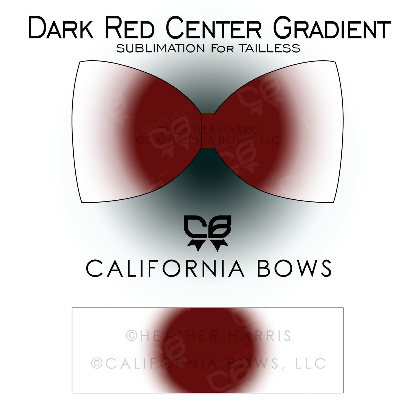 Dark Red Gradient TAILLESS Bow Sublimation Download PNG