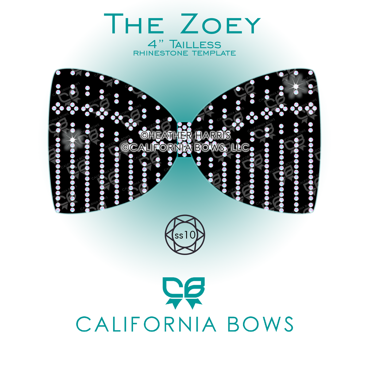 Zoey 4" Tailless Bow Rhinestone Template Download