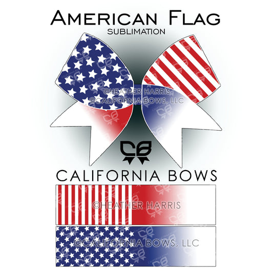 American Flag Cheer Bow Ombre Sublimation Download PNG