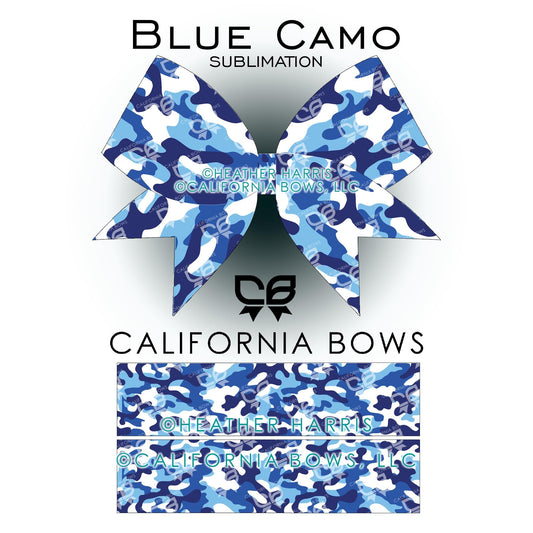 Blue Camo Cheer Bow Design Sublimation Download PNG