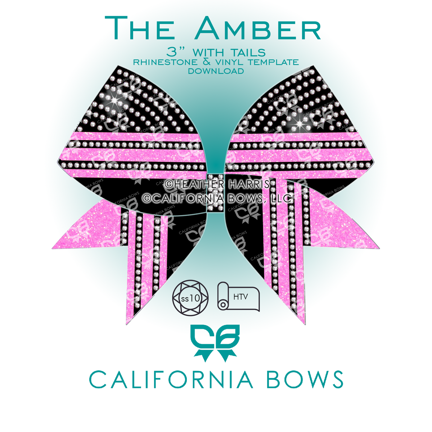 Amber 3" Bow Rhinestone Template Download