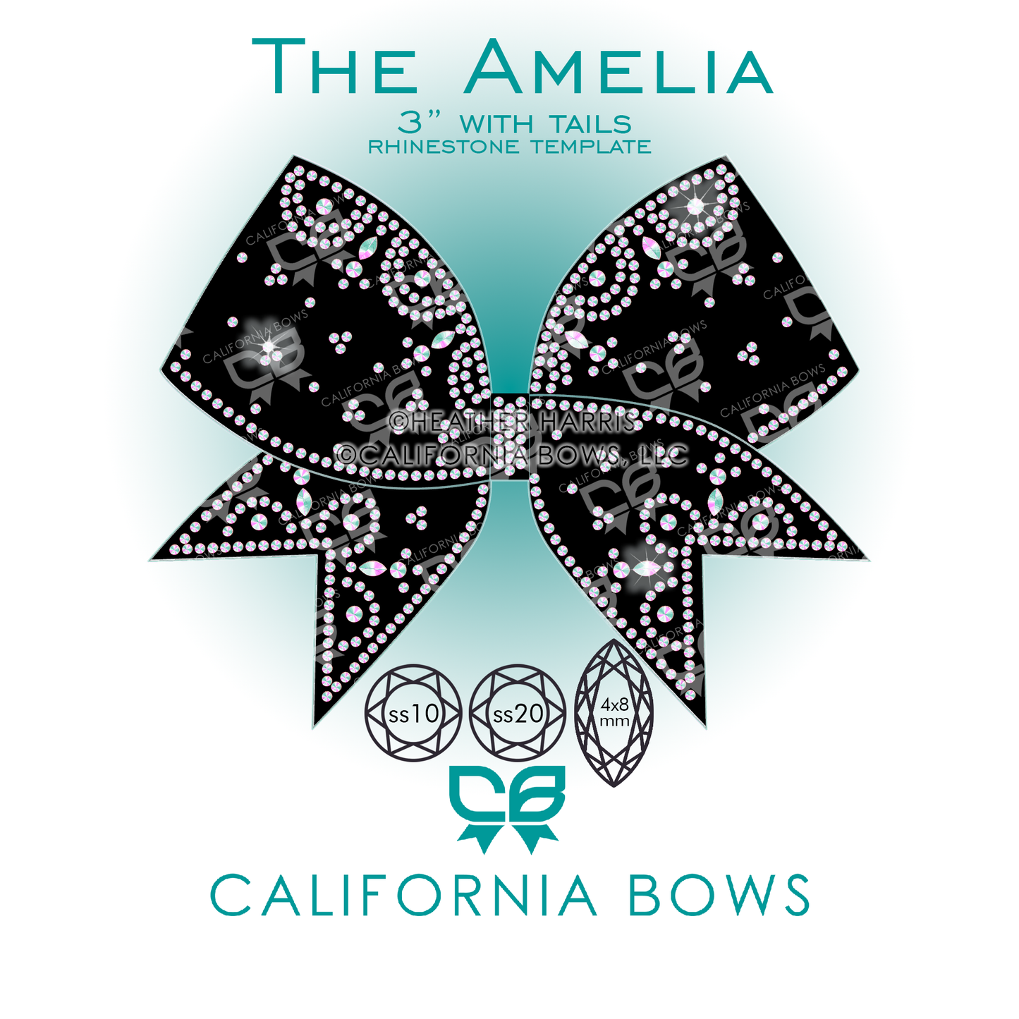Amelia 3" Bow Rhinestone Template Download