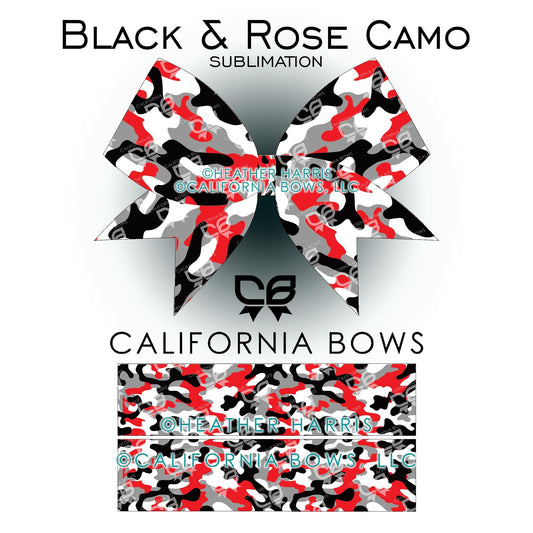 Red Black Camo Cheer Bow Design Sublimation Download PNG