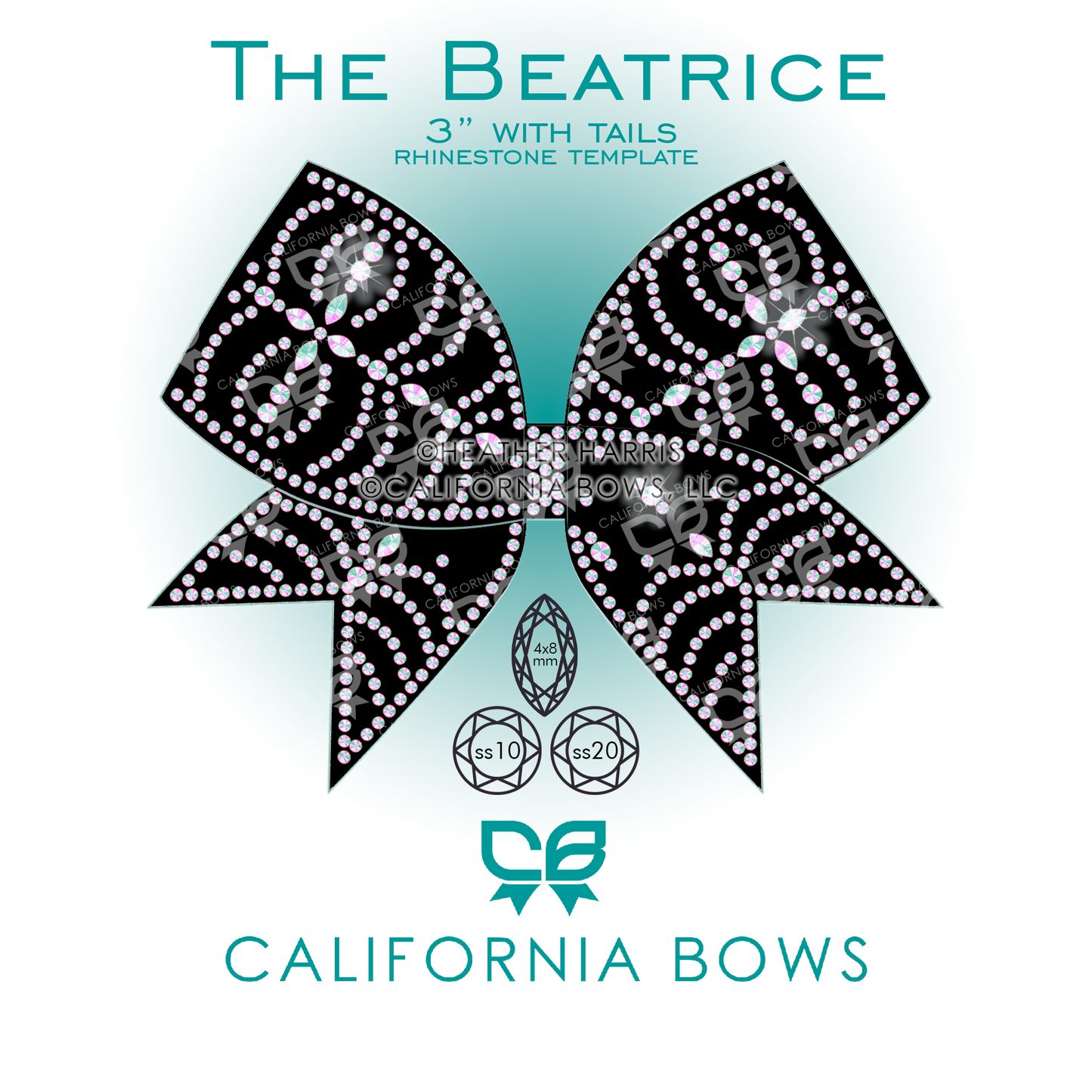 Beatrice 3" Bow Rhinestone Template Download