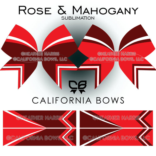 Rose Mahogany Athletic Cheer Bow Design Sublimation Download PNG