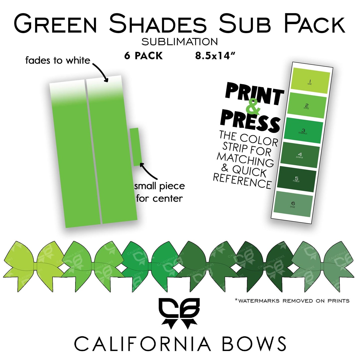 Green Shades Cheer Bow Design Sublimation Download PNG