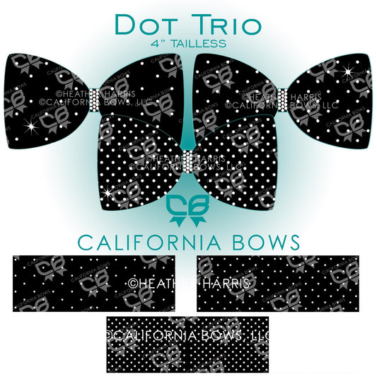 Dot Trio 4" Tailless Bow Rhinestone Template Download