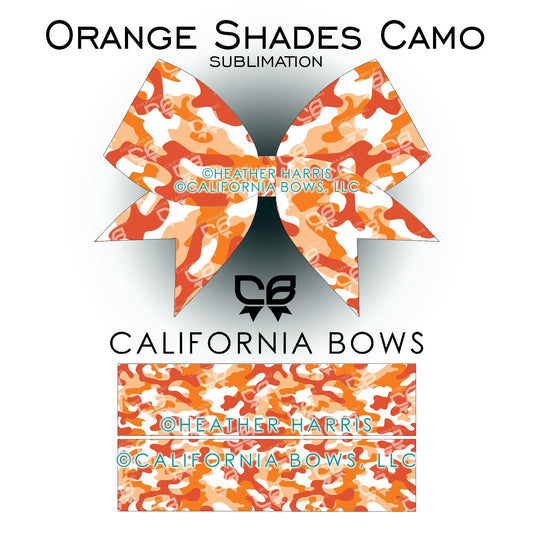 Orange Camo Cheer Bow Design Sublimation Download PNG