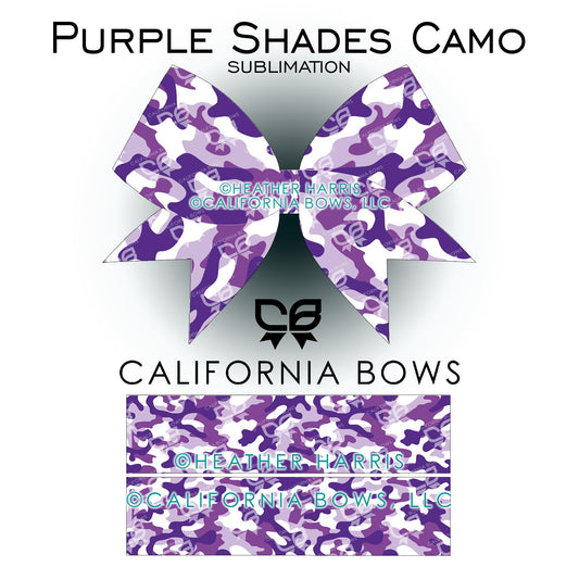 Purple Camo Cheer Bow Design Sublimation Download PNG