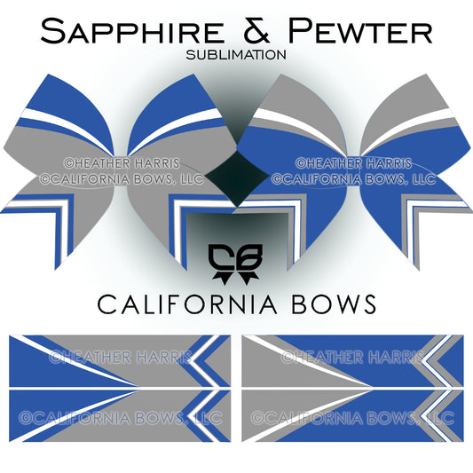 Sapphire Pewter Athletic Cheer Bow Design Sublimation Download PNG