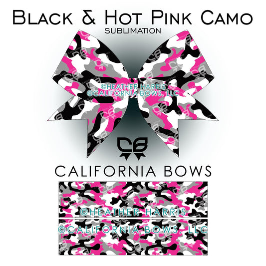 Pink Black Camo Cheer Bow Design Sublimation Download PNG