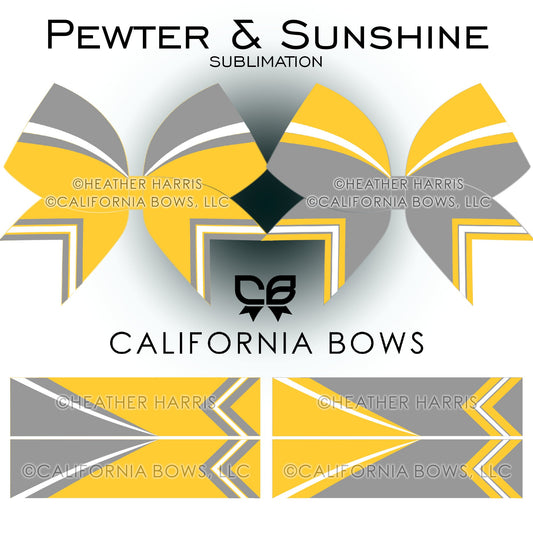 Sunshine Pewter Athletic Cheer Bow Design Sublimation Download PNG