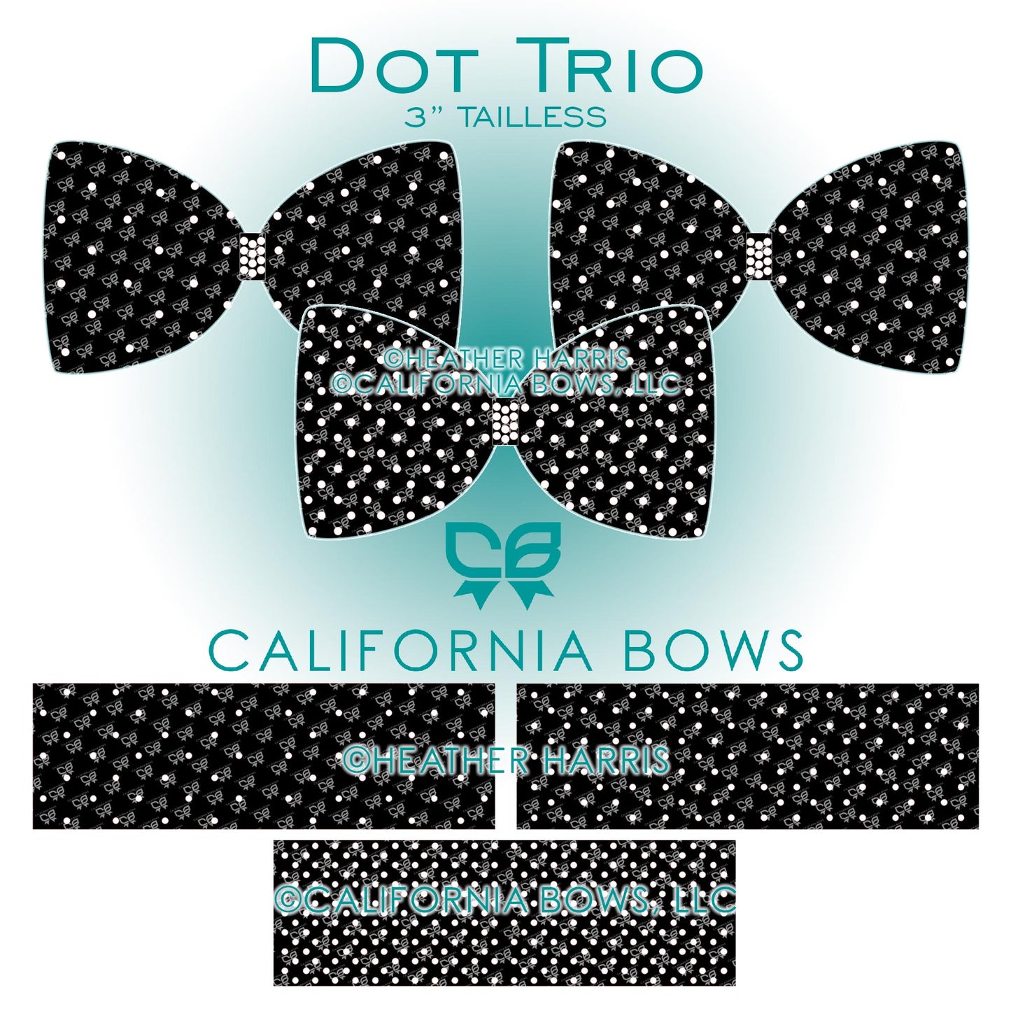 Dot Trio 3" Tailless Bow Rhinestone Template Download